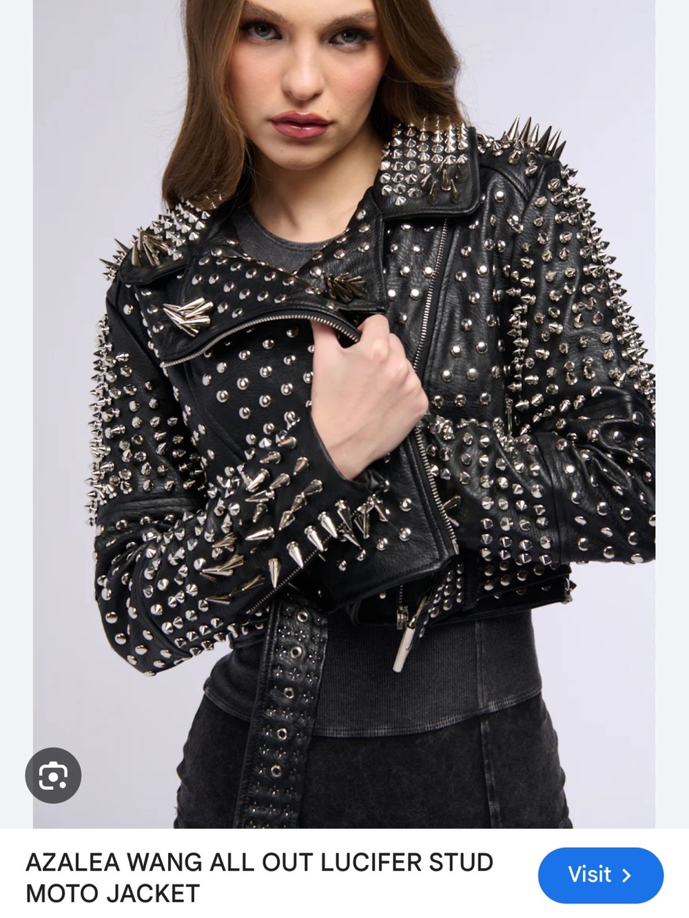 AKIRA Black Studded Spike Leather Moto Jacket